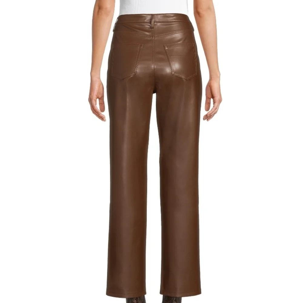 NOBO No Bpundaries Hot Chocolate Brown Straight Leg High Rise Faux Leather Pant - Picture 3 of 6
